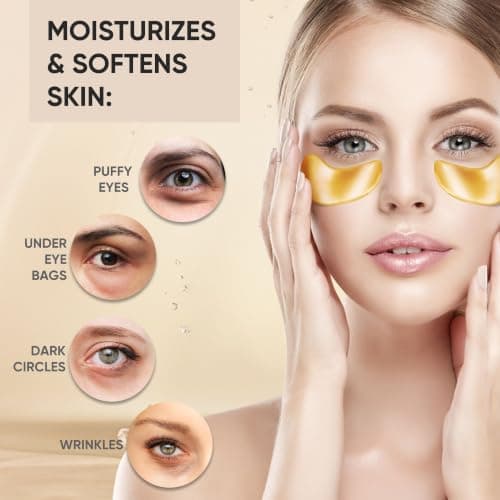 20Pcs/10 Pairs 24K Gold Eye Mask Collagen Under Eye Mask Patches for Dark Circle Puffiness, Refresh, Revitalizing, Travel, Wrinkles, Eye Patches for Women Men — view 2