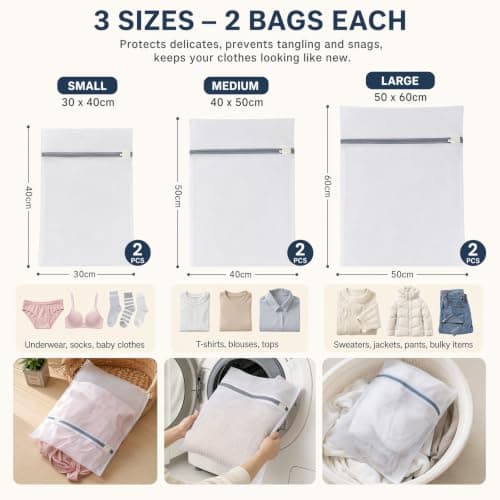 Bighan 6 PCS Mesh Laundry Wash Bag, 60x50cm/50x40cm/ 30x40cm — view 2