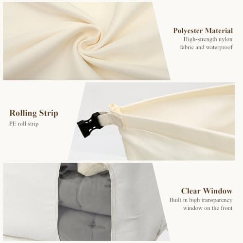 2Pcs Roll Top Compression Storage Bags, 130L Polyester Fabric Clear Window — view 3