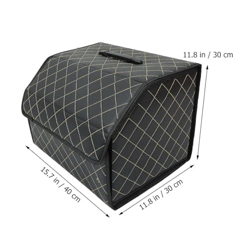 PRETYZOOM Foldable Vehicle Trunk Leather Storage Box for Car Organising — view 2