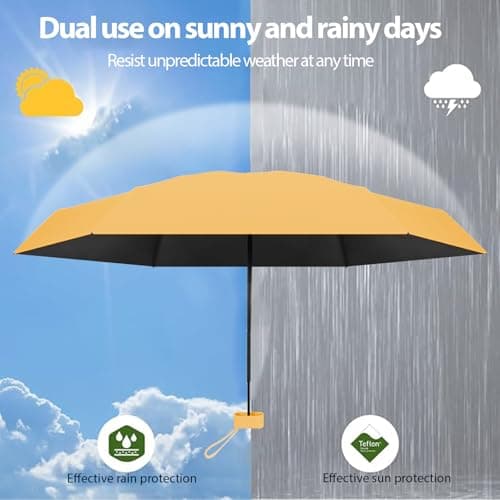 Sykerout Compact Travel Umbrella - Lightweight, Windproof, UV Protection, with Capsule Case, Perfect for Women's Handbags (yellow) — view 3
