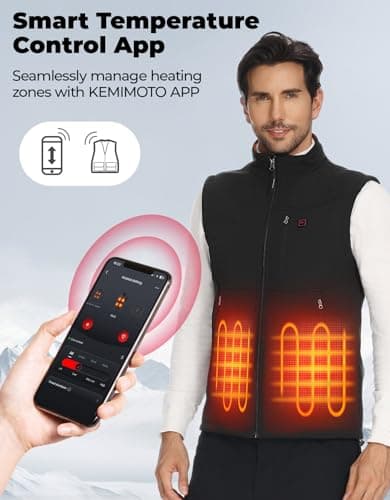 KEMIMOTO Men's Heated Gilet, 10000mAh Battery, App-Controlled Vest — view 5