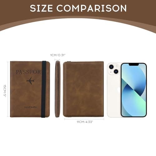ILIYAH Passport Holder PU Leather RFID Blocking Passport Cover Travel Wallet Case with Card Slot & Elastic Strap Passport Covers (Brown) — view 2