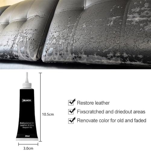 Black Leather Repair Kit for Furniture, Leather Car Seat Repair Kit, Easily Restore Car Interior, Sofa, Jacket, Restore Any Material with Super Easy Instructions to Fix Scratches, Tears, Holes — view 3