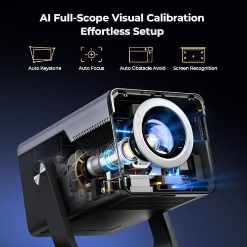 2000 ANSI Native 1080P Smart Projector, 4K Supported, Android 14 projectir Mini Projector with WiFi & Bluetooth, Auto Focus, Keystone, 4k projector Home Cinema for Bedroom & Outdoor projecter X7 — view 2