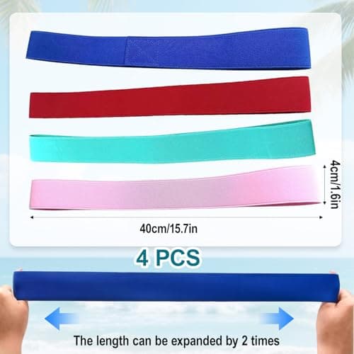 4 Pack Towel Bands for Sun Loungers, Elastic Bands for Beach Chair Towel, Windproof Towel Holders for Chairs, Adjustable Towel Straps (1 Blue + 1 Red + 1 Pink + 1 Light Blue) — view 2