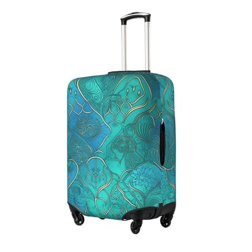 NBSKSDLK Travel Luggage Cover Turquoise Pattern Suitcase Protector Anti-Scratch Washable Baggage Covers Elastic Suitcase Cover Tsa Approved Baggage Protector Fit 18-32 Inch Luggage, Black, X-Large — view 2
