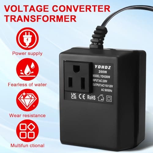 200W Step-Down Power Supply voltage converter 220V/240V to 110V/120V(UK Plug), Smart and Efficient Temperature-Protected Adapter, Suitable for WiFi, POS Machines and Power Bank — view 6