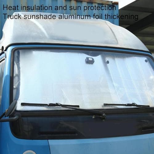 Vehicle Sun Shield 220x80cm Truck Windshield Sun Shade Aluminum Foil Anti-Tear Heat Insulation Heavy Duty SunBlocker For Lorries SUVs Cars Long Trip Road Travel Parking Outdoor UV Protection — view 3
