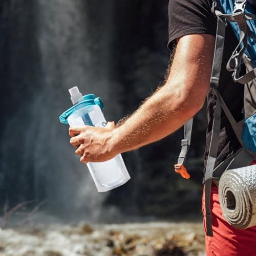 Filtered Water Bottle - 1000ml Water Bag with Filter | Water Bottle for Travel | Reusable Travel Container for Sports Hiking Camping Backpack Outdoor Survival Pure Drinking Filtration — view 2