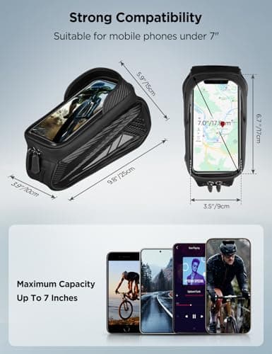 Vitalismo Waterproof Bike Frame Bag, Large Capacity Phone Holder Bag, Hard Casing Mountain Bike Accessories with Sensitive Touchscreen for Smartphones up to 7 inches — view 2