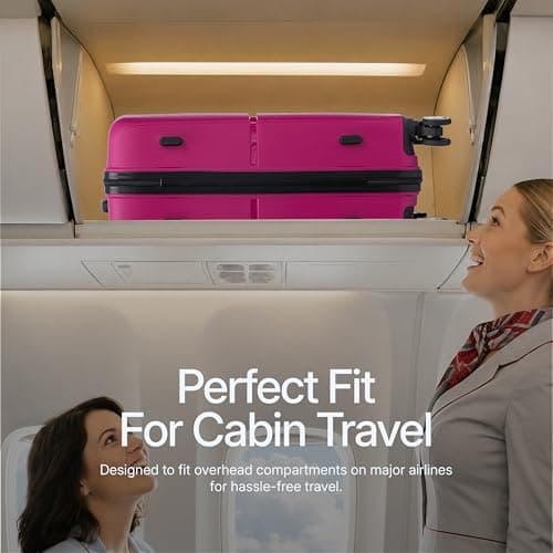 Preston Morgan 21" 55x37x20cm Cabin Suitcase for Ryanair, EasyJet, TUI, Wizzair, BA, Lightweight Rolling Laptop Travel Case on 4 Wheels and Built in TSA Lock | Purple — view 4