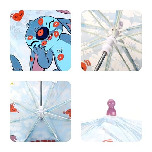 Disney Stitch Kids Dome Umbrella – Official Licensed Children's Character Toddler Umbrella, Strong, Lightweight & Windproof School Rain Umbrella for Girls & Boys, Child-Friendly Safety Opening — view 5