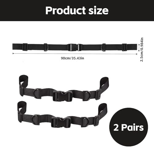 ZALAOR 2 Pairs Black Adjustable Nylon Backpack Chest Straps With Buckles — view 2