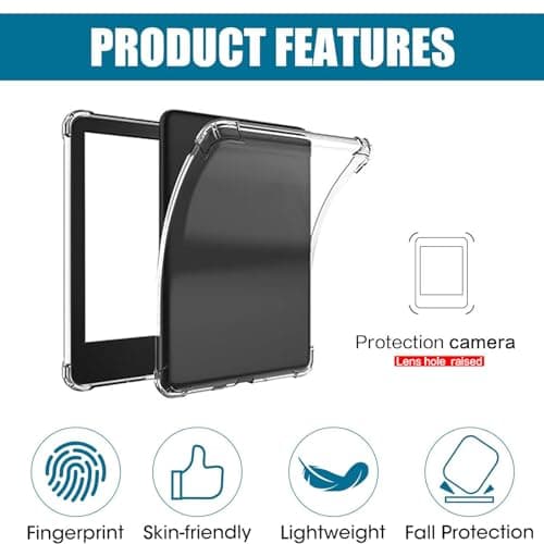 Clear Case for 6" All-New Kindle 2022,Thin Slim Soft Flexible Silicone Tpu Rubber Back Cover Skin Slim Transparent Cover Reinforced Edge Corners Lightweight & Durable Protection. — view 5