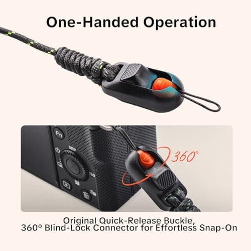 PGYTECH Camera Strap Slim Adjustable Quick Release Shoulder Strap 820-1360mm Lightweight Mixed Colour Neck Strap for Mirrorless/Compact/Instax/Digital Cameras, Trendy Style, Twilight Black — view 4