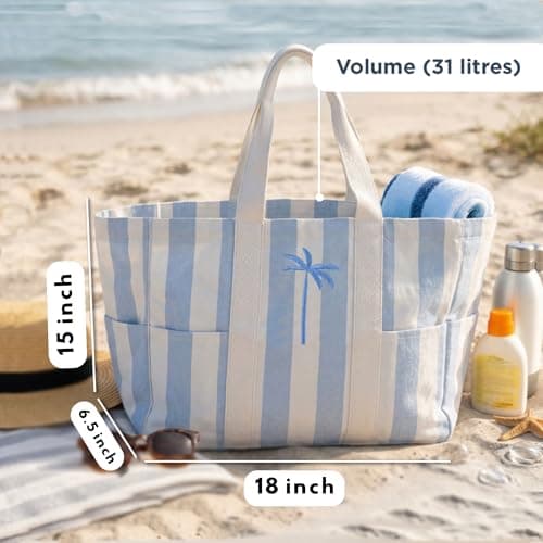 Folkulture Beach Bag For Women,Large Tote Bag With Compartments - (45X38) — view 3