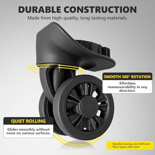 Tobeso-Nuoze Luggage Wheels Replacement Wheel for Luggage Suitcase Repair 360° Rotating Suitcase Replacement Wheels with 4 Mounting Holes H889 — view 4