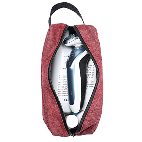 Toiletry Bag for Men, Etercycle Portable Travel Wash Bag, Waterproof Toiletries Cosmetic Organizer Bag, Gym Shaving Shower Bathroom Bag, Dopp Kit Make Up Bag with Handle (Wine Red) — view 3