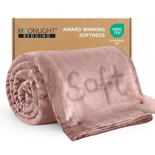 MOONLIGHT20015 Fleece Blanket Throws for Sofas Single - 400 GSM Fluffy Pink Blankets for Bed Couch and Travel - Silk Touch Warm Soft Cosy Throw for Adults Kids Fit All Season, 130x150 cm