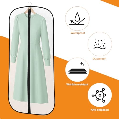 6 Pack Garment Bags, PEVA Translucent Clothes Covers, Suit Bag 47in — view 3