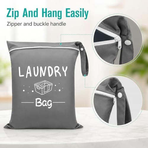 Travel Laundry Bag 2 Pack – 48x38cm Wet Bags for Swimming with Zipper & Buckle Handle – Lightweight Oxford Cloth Laundry Bags for Travelling – Wet Clothes Storage Bags for Camping Holiday Gym — view 4