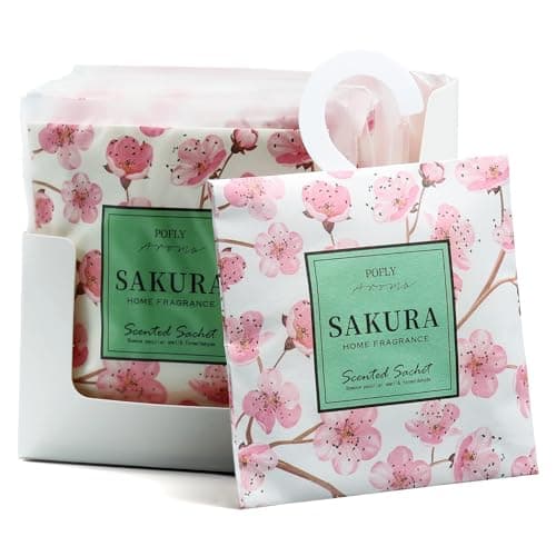POFLY 12 Pack Sakura Scented Sachets, Air Freshener for Home & Small Spaces