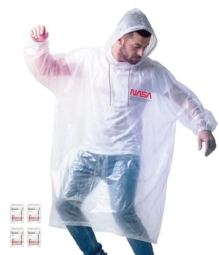 NASA Waterproof Rain Poncho for Adults, Anti-Tear Design (4-Pack / 10-Pack)