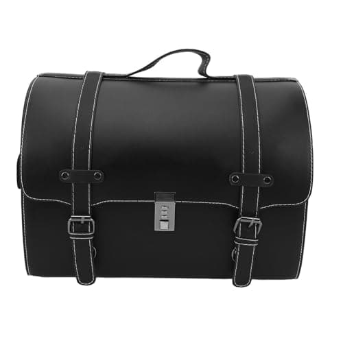 Tbest 29.5L Motorcycle Tail Bag Universal Rear Luggage with Combination Lock for Scooters Electric Bikes Helmet Storage Black Brown (Black)