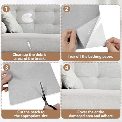 2 Pcs Fabric Repair Patch, Self-Adhesive Canvas Repair Patch 11x8 inch Waterproof Fabric Patches Linen Canvas Repair Kit for Sofas, Tents, Furniture, Awnings, Car Seats (Light Gray) — view 6