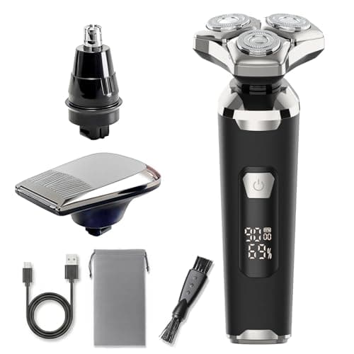 Electric Razor for Men 3-in-1 Shaver with Hair Clipper and Nose Trimmer - 3D Floating Heads, USB-C Charging, IPX7 Waterproof for Beard Nose & Face, Body and Travel,Valentines Day Gifts for