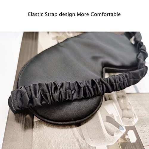 Sleep Mask 100% Mulberry Silk Eye Mask, Blinder for Total Blackout & Zero Pressure,Eye Mask for Sleeping with Travel Pouch & 2 Ear Plugs for Side Sleepers, Men & Women(Black) — view 5