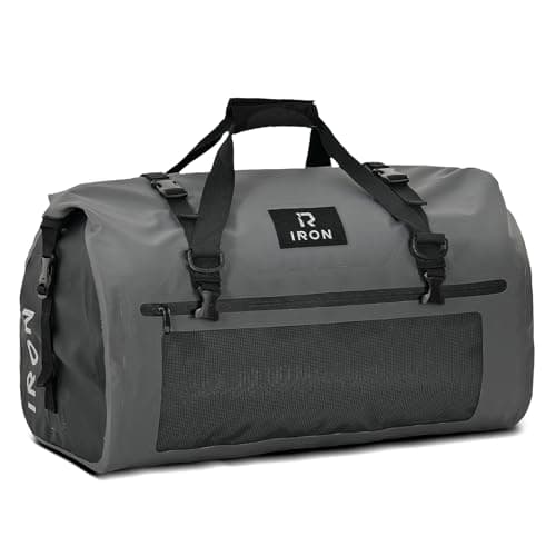 BORLENI Motorcycle Rear Bag Waterproof Luggage Roll Motorcycle Bag Waterproof Motorcycle Bag Saddle Bags Travel Bag Reflective for Hiking, Cycling, Travel, Camping, Outdoor, Kayaking, Gray, (70L) EU,