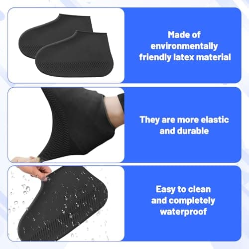 Waterproof Shoe Covers Reusable,3 Pairs Shoe Covers Reusable Waterproof,Silicone Shoe Covers to Prevent Rain Into Shoes,Shoe Protector Covers One Size Fits All for People Outdoor Cycling Hikin — view 3