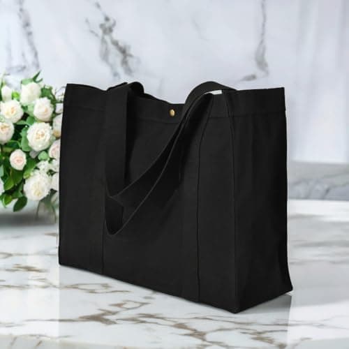 Augbunny Durable Cotton Canvas Extra LARGE Beach Tote Shopping Bag Multi Purpose Casual Fashion Bag — view 3
