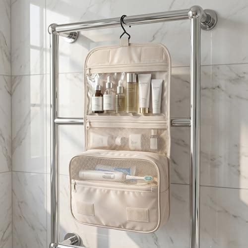 Solvio Hanging Toiletry Bag for Women, Waterproof Travel Wash Bag Cosmetic Makeup Organizer with Hook, Large Capacity Toilet Bags for Holiday Essentials — view 6