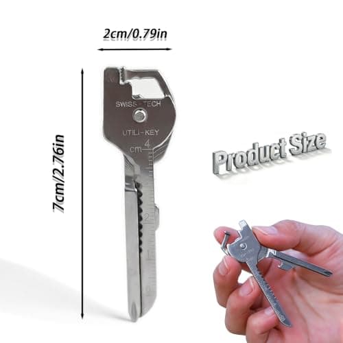 6-in-1 Stainless Steel Mini Multi Tool, Bottle Opener Keychain, EDC Pocket Utility Gadget for Camping, Hiking & Daily Use, Ideal Men’s Gift for Grandparents Day, Birthdays, Boss's Day (Silver 1Pc) — view 2