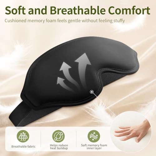 WakeSpring 3D Blackout Sleep Mask for Side Sleepers, Contoured Eye Cups & Nose Bridge, Adjustable Lightweight Eye Mask for Travel, Naps and Night Sleep, Men & Women，Black — view 5