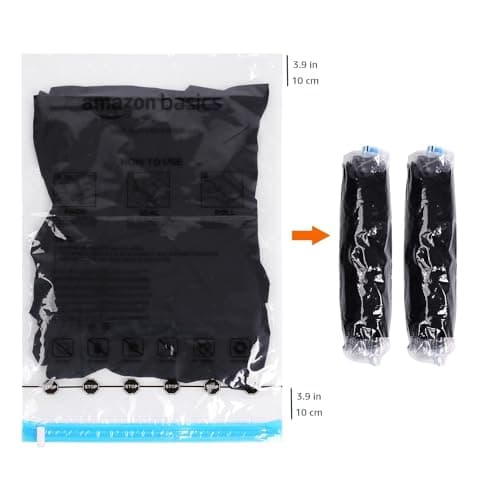 Amazon Basics Roll-Up Travel Storage Bags, Zipper, 12 count, 2 Pack of 6 (Small, Medium), Transparent — view 3