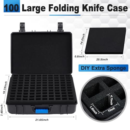 Bucherry 100 Folding Knife Case Waterproof Pocket Knife Holder Hard Sided Knives Storage Box Lockable Protective Travel Storage Organizer for Folding Knives Collection — view 2