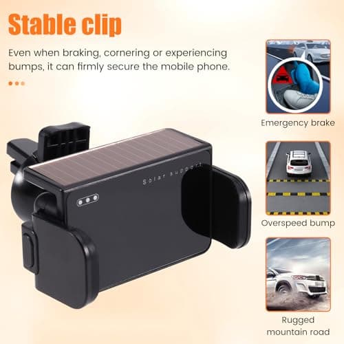 Wesafrae Air Vent Mount Solar-Powered Car Phone Holder-Eco-Friendly Design, Intelligent Charging, Navigation-Ready — view 5