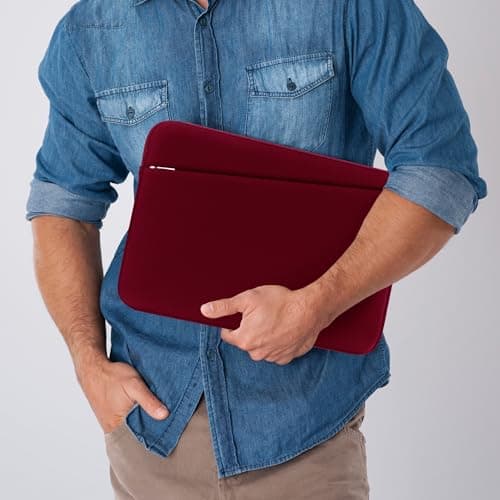BAAGOAZ 14 Inch Laptop Sleeve with Hidden Front Pocket, Red — view 6