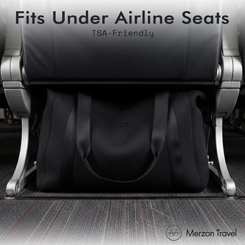 The Tomorrow Duffle from Merzon Travel, Weekender Carry On Duffle with 18L Capacity, TSA Approved Personal Item, Travel Bag with Trolley Sleeve, Made from Sturdy Neoprene and Nylon, NTB-714-BLK, Black — view 5
