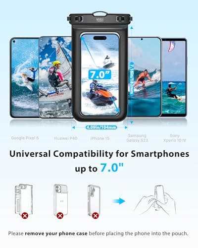 YOSH Waterproof Phone Pouch [IPX8 Certified] 2 Pack, Fits Up to 7.0", Black — view 5