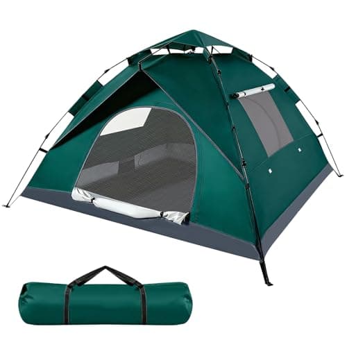 BREEZENEST Pop Up Tent for 4 Person, Automatic Instant Camping Tent with Upgraded 210D Oxford, Waterproof Windproof & Insect Proof for 3 Seconds Quick Setup, Perfect for Outdoor, Hiking Family Camping