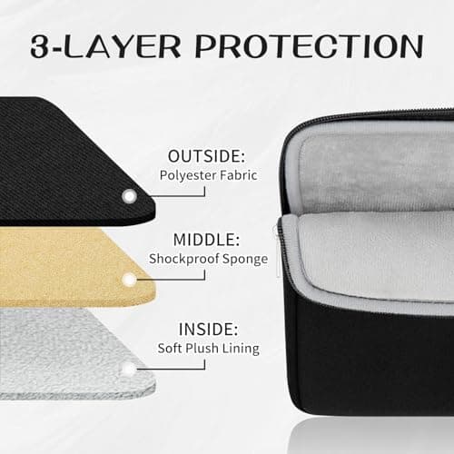 RAINYEAR 13.3-14 Inch Laptop Sleeve Soft Case with Front Pocket, Black — view 3
