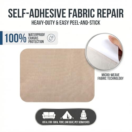 Lotsdonxia 2-Piece Beige Waterproof Self-Adhesive Linen Repair Patch Kit - Heavy-Duty Fabric Mending Strips for Sofas, Tents, Furniture, and Car Seats — view 3