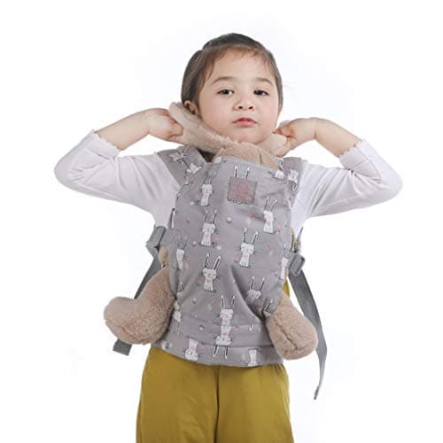 GAGAKU Baby Doll Carrier for Kids, Baby Carrier for Dolls, Reborn Baby Dolls Accessories, Doll Carriers with Adjustable Straps for Little Girls, Grey - Rabbit — view 5