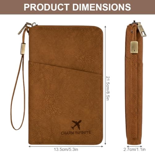 AOOSU Travel Wallet, Family Passport Holder, RFID Blocking Travel Accessories Document Organiser, Travels Document Holder for Tickets Waterproof Cover Holiday Essentials Case for Man & Woman Brown — view 2