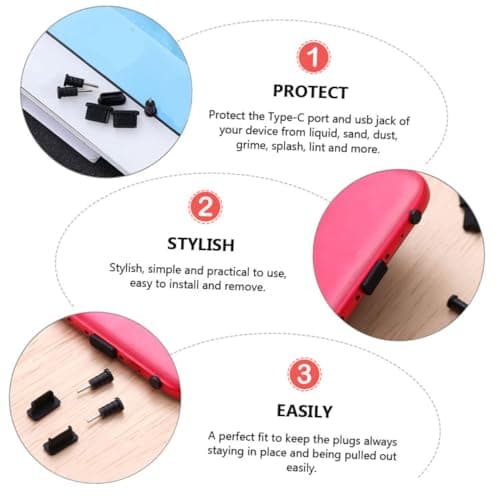 Operitacx 20 Pairs USB Type-c Dustproof Silicone Port Plug Covers for Phones and Computers, Protective and Practical Anti-dust Plugs for USB Jack and Type-c Port Style — view 3